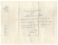 Muhammad Ali Autograph Note Signed -- ''To the lucky person from Muhammad Ali...there will never be another''